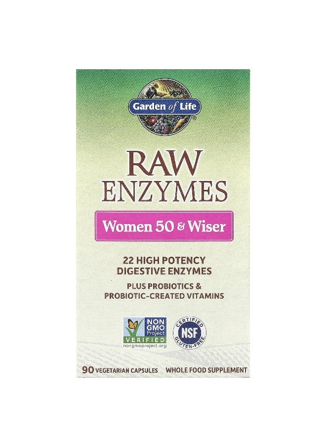 Garden of Life, RAW Enzymes, Women 50 & Wiser, 90 Vegetarian Capsules