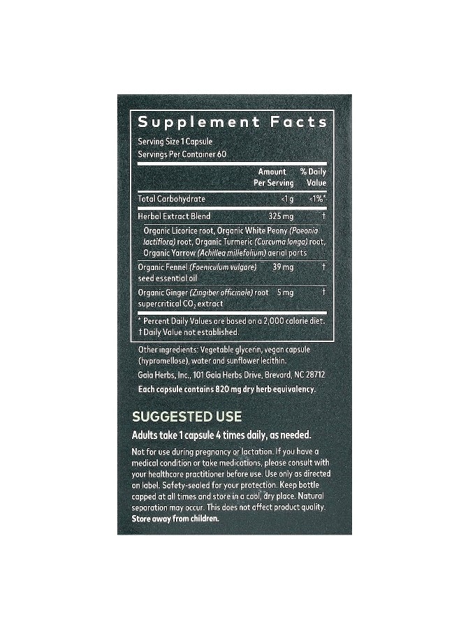 Gaia Herbs, Women, Cramp Relief, Period, 60 Vegan Liquid Phyto-Caps