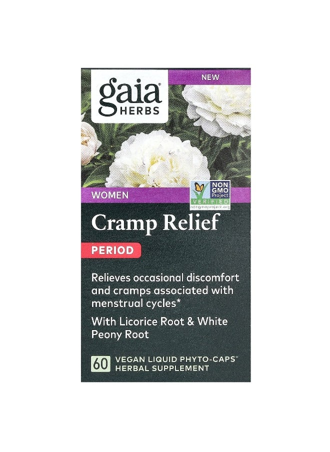Gaia Herbs, Women, Cramp Relief, Period, 60 Vegan Liquid Phyto-Caps