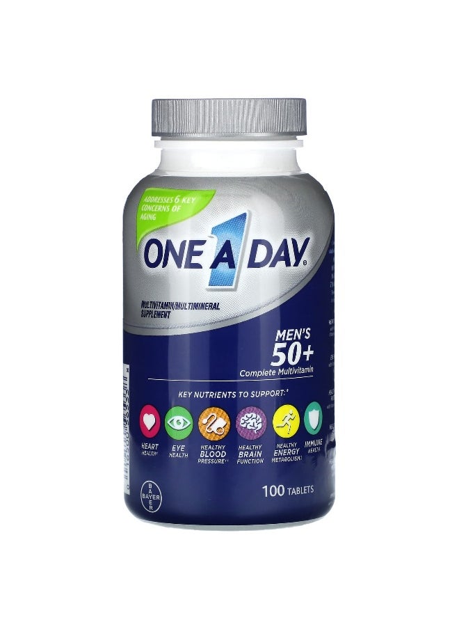 One-A-Day, Men's 50+, Complete Multivitamin/Multimineral Supplement, 100 Tablets
