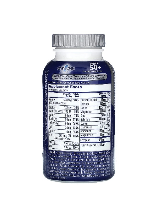 One-A-Day, Men's 50+, Complete Multivitamin/Multimineral Supplement, 100 Tablets