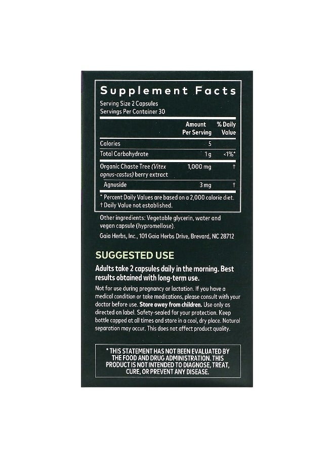 Gaia Herbs, Vitex Berry for Women, 1,000 mg, 60 Vegan Liquid Phyto-Caps (500 mg per Capsule)