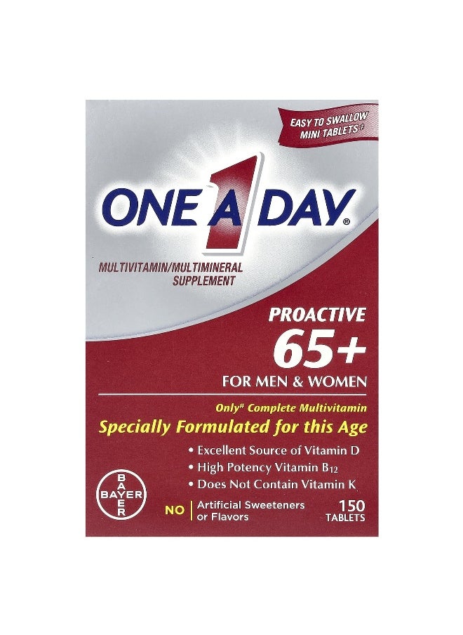 One-A-Day, Proactive 65+ For Men & Women, Multivitamin/Multimineral Supplement, 150 Tablets