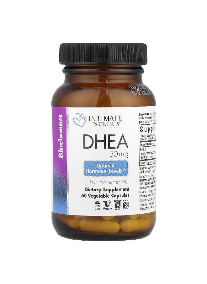 Bluebonnet Nutrition, Intimate Essentials®, DHEA, For Him & For Her, 50 mg, 60 Vegetable Capsules