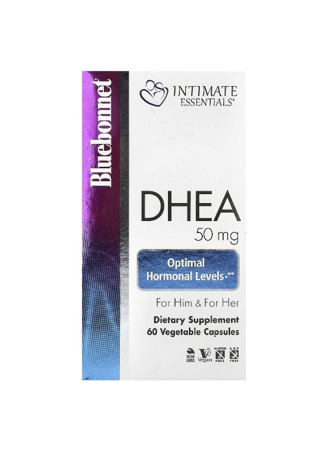 Bluebonnet Nutrition, Intimate Essentials®, DHEA, For Him & For Her, 50 mg, 60 Vegetable Capsules