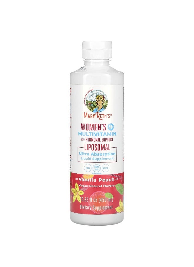 MaryRuth's, Women's 40+ Multivitamin with Hormonal Support, Vanilla Peach, 15.22 fl oz (450 ml)