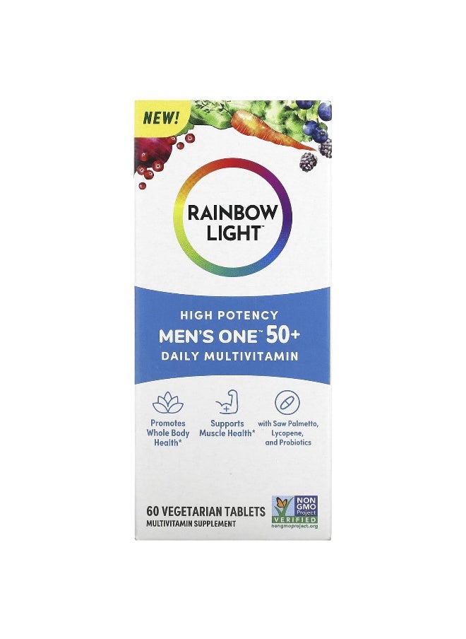 Rainbow Light, Men's One 50+ Daily Multivitamin, High Potency, 60 Vegetarian Tablets