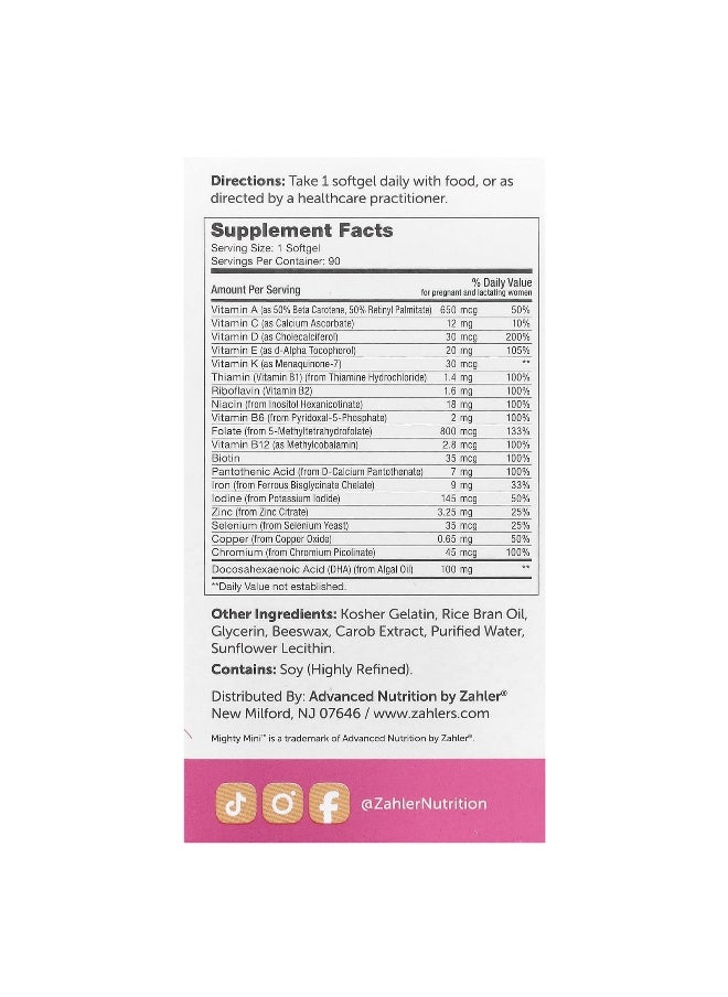 Zahler, Mighty Mini™ Prenatal + DHA, 90 Softgels