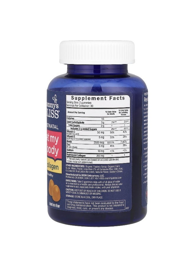 Mommy's Bliss, Postnatal Reset My Body With Biotin & Collagen, Natural Lemon, 60 Gummies