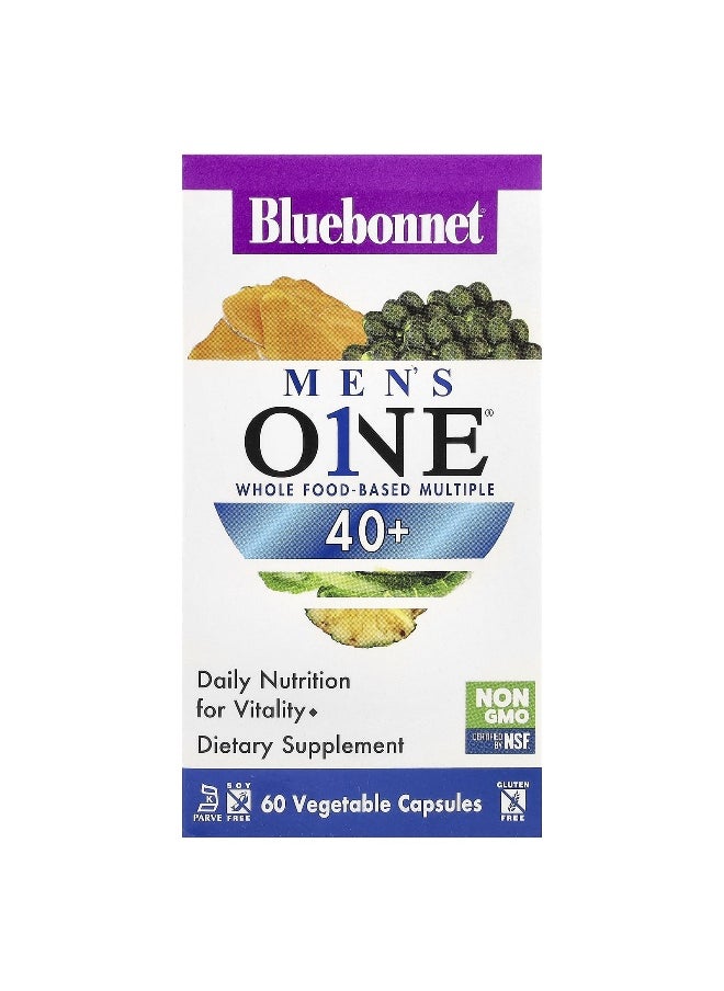 Bluebonnet Nutrition, Men's ONE® 40+, Whole Food- Based Multiple, 60 Vegetable Capsules