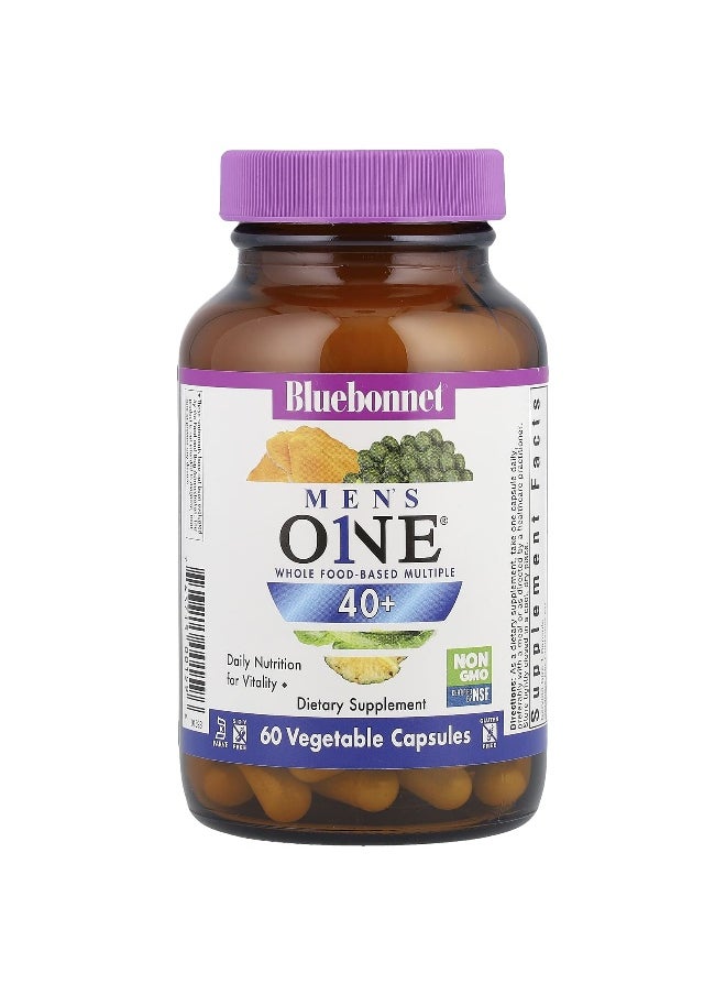 Bluebonnet Nutrition, Men's ONE® 40+, Whole Food- Based Multiple, 60 Vegetable Capsules