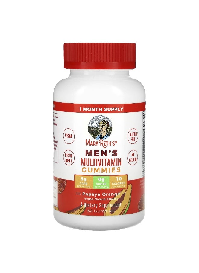 MaryRuth's, Men's Multivitamin Gummies, Papaya Orange, 60 Gummies