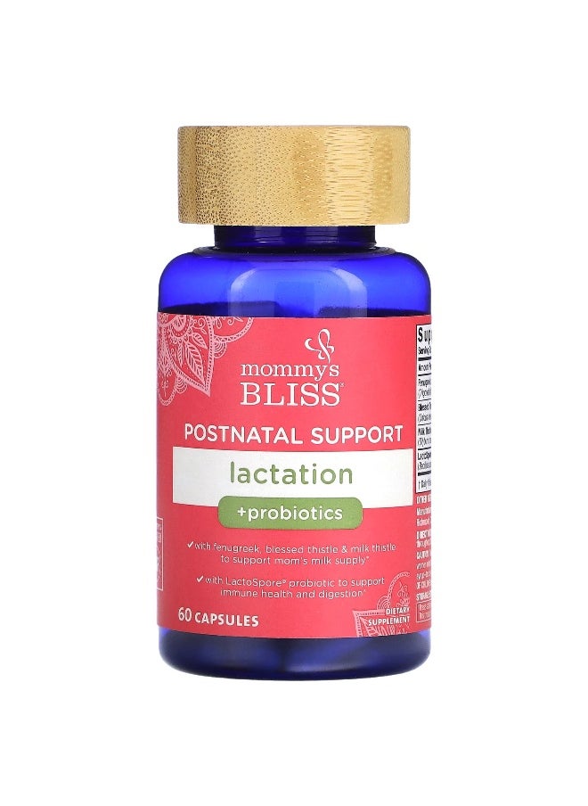 Mommy's Bliss, Postnatal Support, Lactation + Probiotics, 60 Capsules