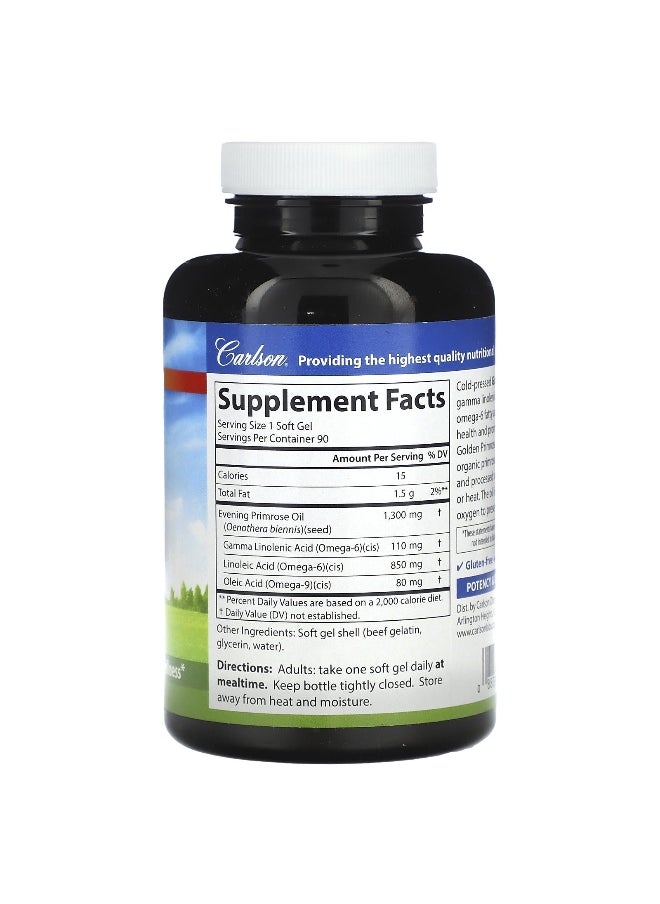 Carlson, Cold-Pressed Golden Primrose, 1,300 mg, 90 Soft Gels