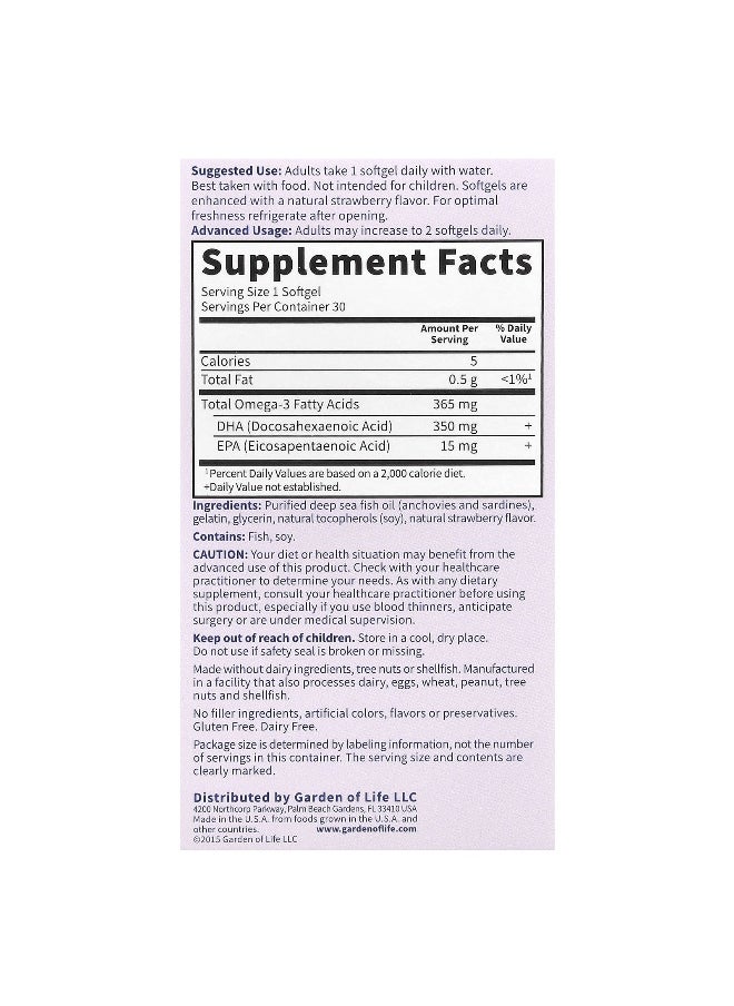 Garden of Life, Oceans Mom®, Prenatal DHA, Strawberry, 350 mg, 30 Softgels