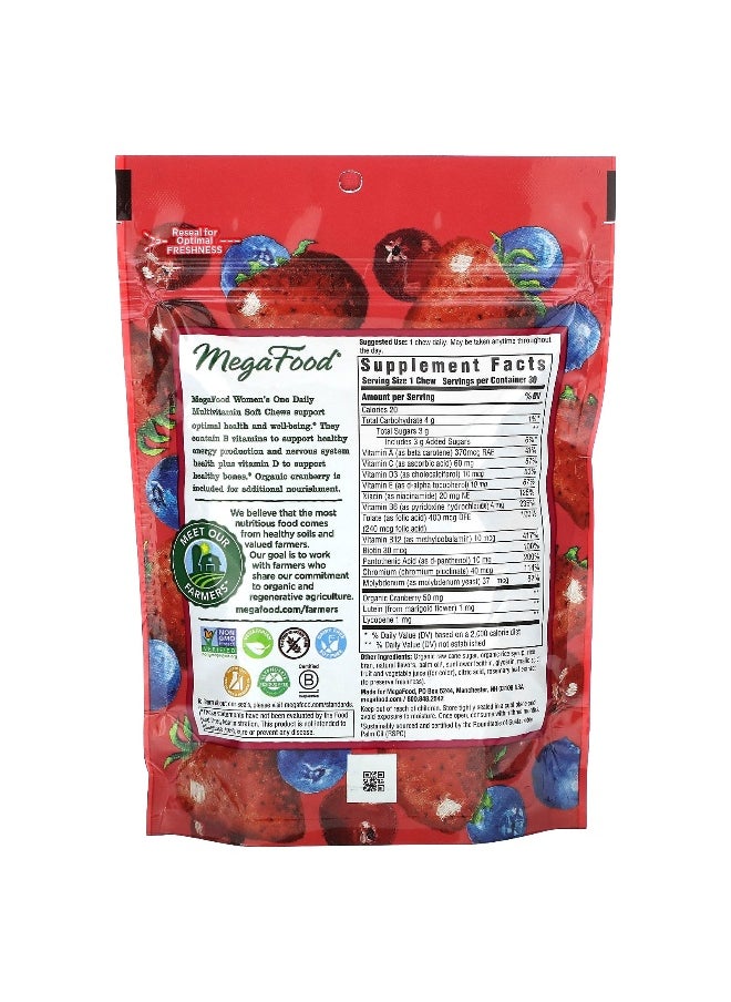 MegaFood, Women's One Daily Multivitamin, Mixed Berry, 30 Individually Wrapped Soft Chews
