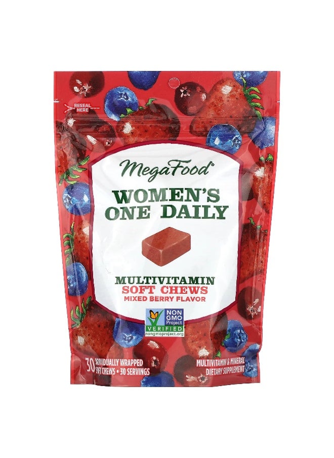 MegaFood, Women's One Daily Multivitamin, Mixed Berry, 30 Individually Wrapped Soft Chews