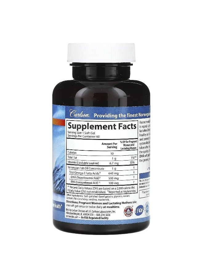 Carlson, Mother's DHA, 500 mg, 60 Soft Gels