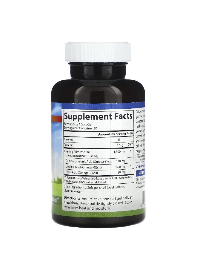 Carlson, Cold-Pressed Golden Primrose, 1,300 mg, 50 Soft Gels