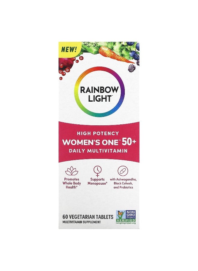 Rainbow Light, Women's One 50+, Daily Multivitamin, High Potency , 60 Vegetarian Tablets
