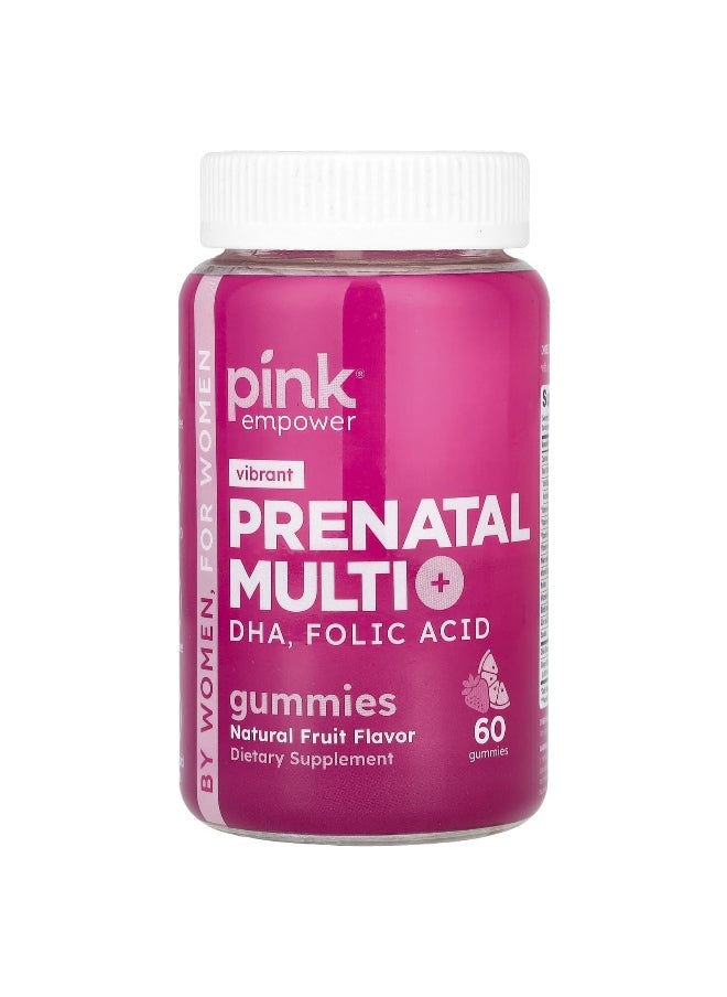 Pink, Prenatal Multi Gummies + DHA, Folic Acid, Natural Fruit, 60 Gummies