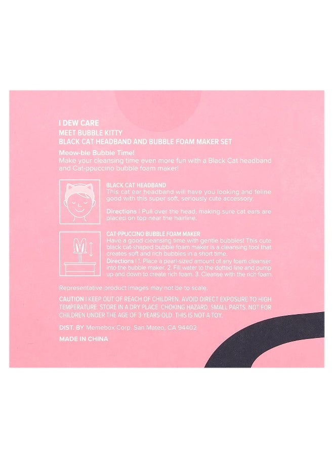 I Dew Care, Meet Bubble Kitty, Black Cat Headband and Bubble Foam Maker Set, 3 Piece Set
