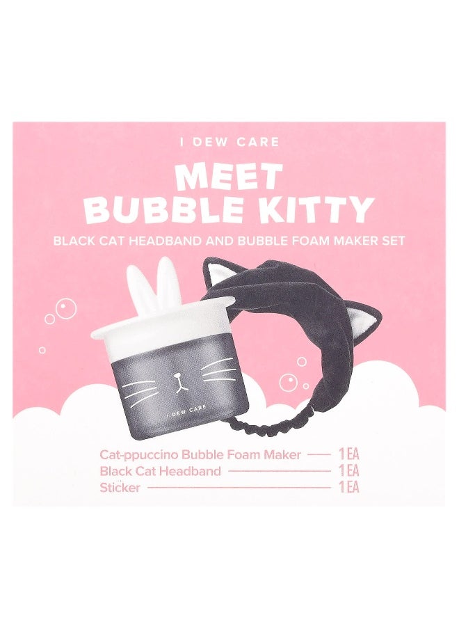 I Dew Care, Meet Bubble Kitty, Black Cat Headband and Bubble Foam Maker Set, 3 Piece Set