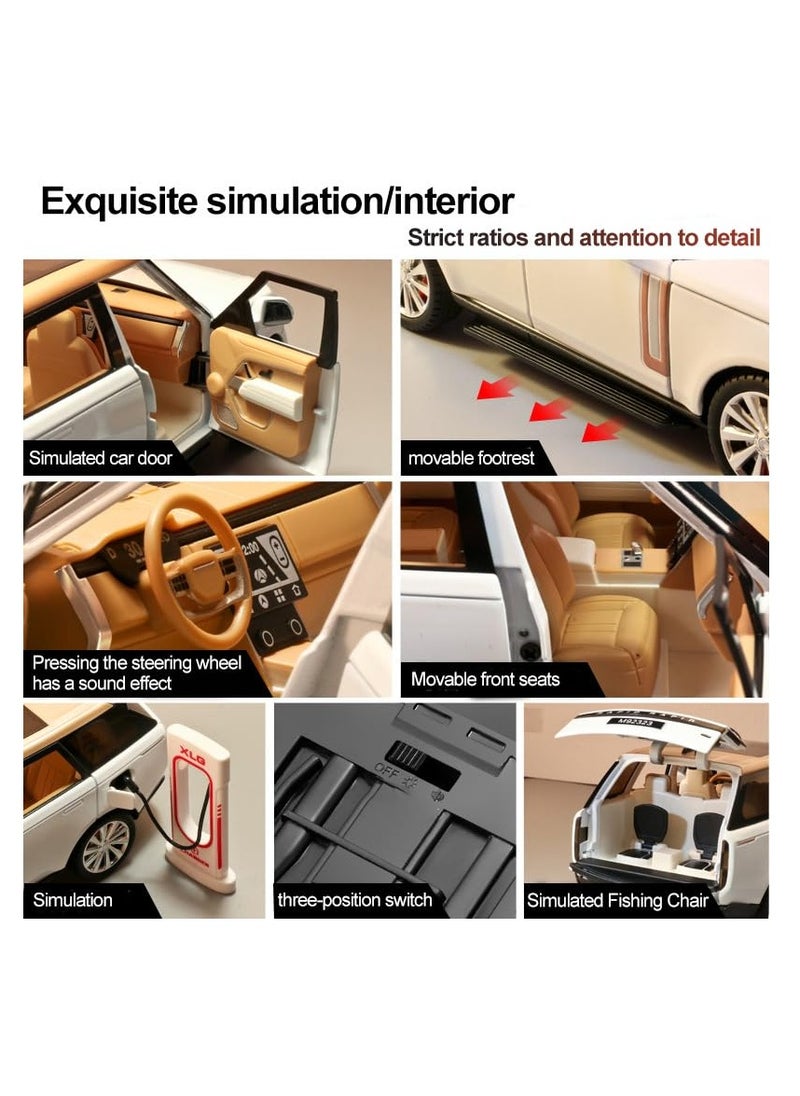 Pull Back Action 1:24 Scale Diecast Model Alloy Metal Toy Car for Kids with Openable Doors & Light