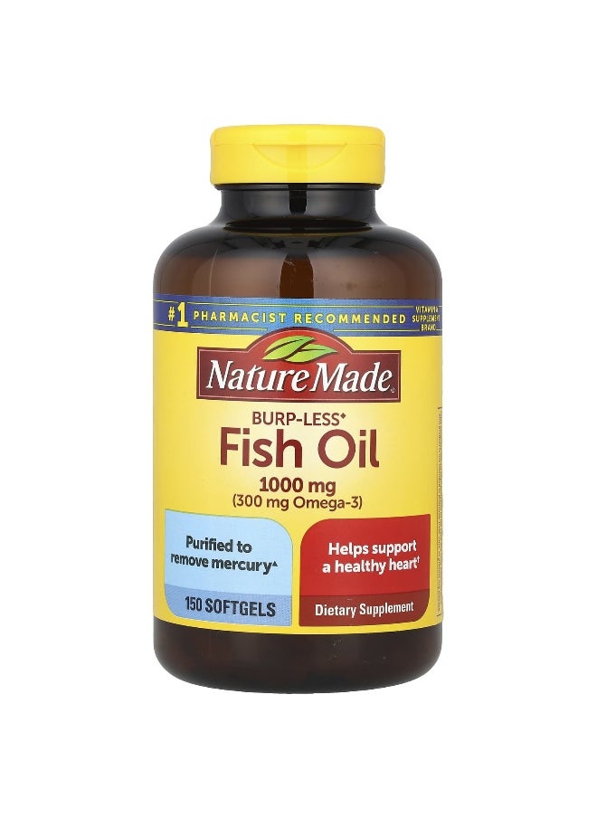 Nature Made, Fish Oil, Burp-Less, 1,000 mg, 150 Softgels (500 mg per Softgel)