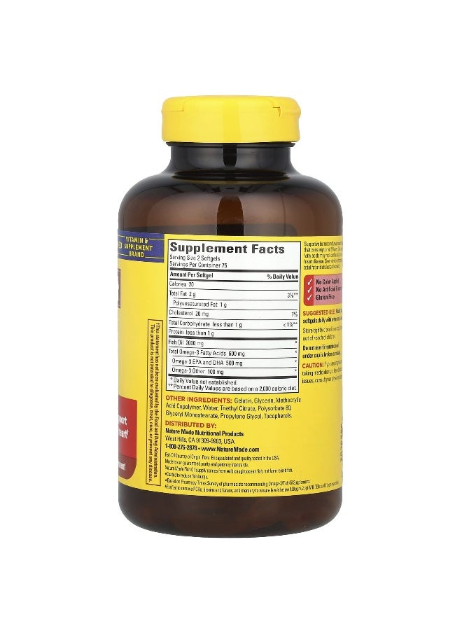 Nature Made, Fish Oil, Burp-Less, 1,000 mg, 150 Softgels (500 mg per Softgel)