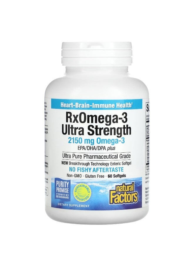 Natural Factors, RxOmega-3 Ultra Strength, 2,150 mg, 60 Softgels (1,075 mg per Softgel)
