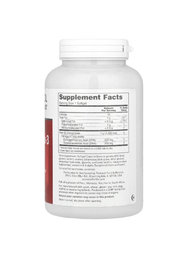Protocol for Life Balance, Molecularly Distilled Ultra Omega-3 Fish Oil, 1,000 mg, 180 Softgels