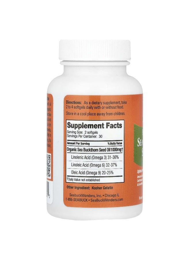 SeaBuckWonders, Sea Buckthorn Seed Oil, 1,000 mg, 60 Softgels (500 mg per Softgel)