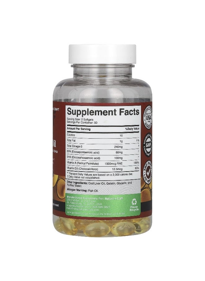 Nature's Craft, Wild Icelandic Cod Liver Oil, 100 Softgels