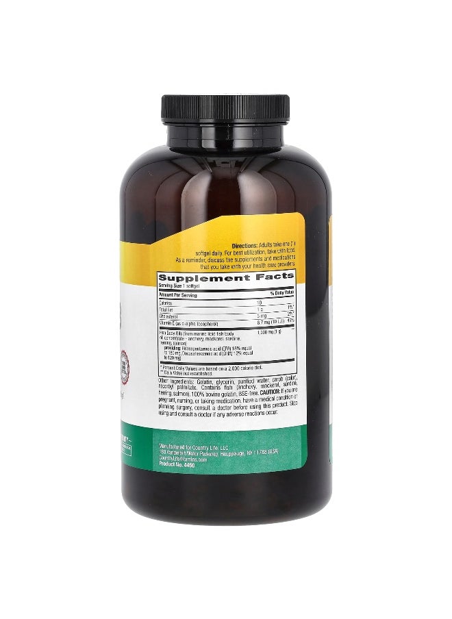 Country Life, Natural Omega-3, 1,000 mg, 300 Softgels