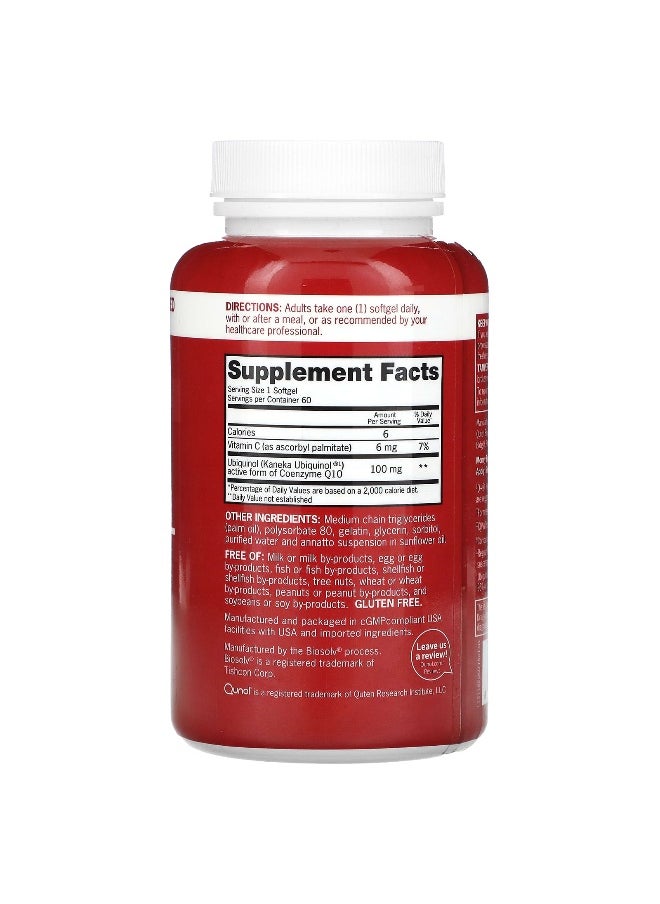 Qunol, Mega CoQ10 Ubiquinol, 100 mg, 60 Softgels