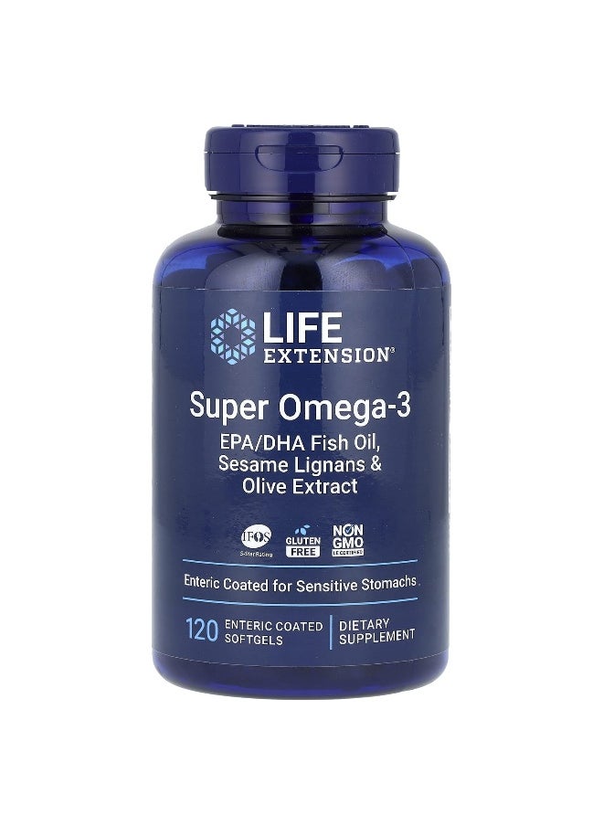 Life Extension, Super Omega-3, EPA/DHA Fish Oil, 120 Enteric Coated Softgels