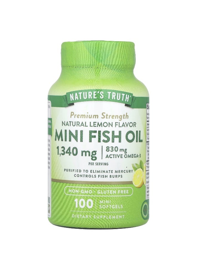 Nature's Truth, Mini Fish Oil, Premium Strength, Natural Lemon, 1,340 mg, 100 Mini Softgels (670 mg per Softgel)
