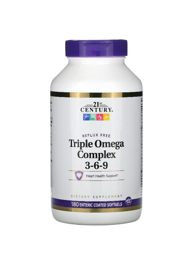 21st Century, Triple Omega Complex 3-6-9, 180 Enteric Coated Softgels