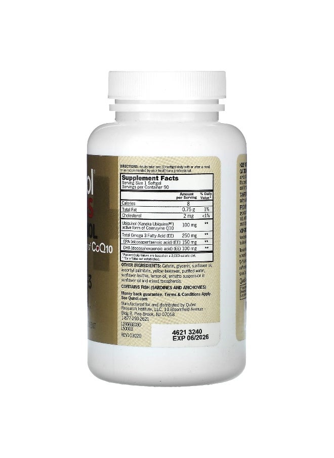 Qunol, Plus Ubiquinol + Omega-3, 100 mg + 250 mg, 90 Softgels