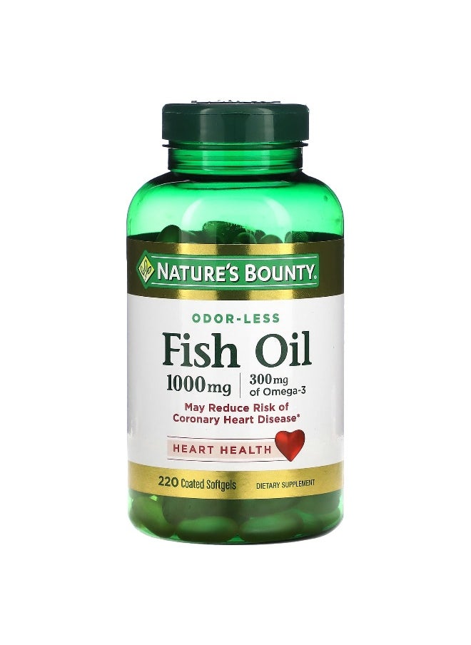 Nature's Bounty, Odor-Less Fish Oil, 1,000 mg, 220 Coated Softgels