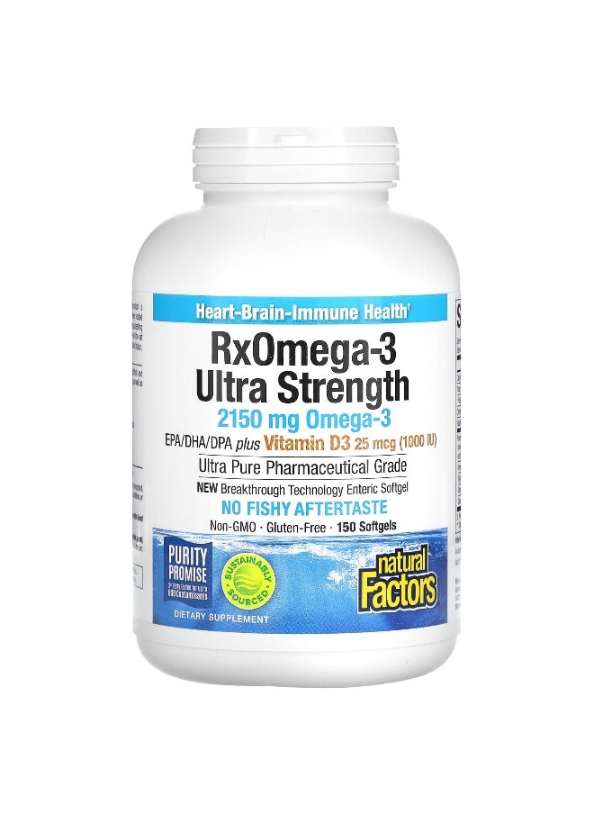 Natural Factors, RxOmega-3  Ultra Strength with Vitamin D3, 150 Softgels