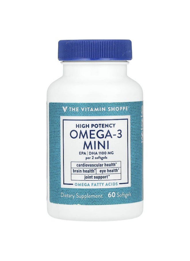 The Vitamin Shoppe, Omega-3 Mini, High Potency, 1,100 mg, 60 Softgels (550 mg Per Softgel)