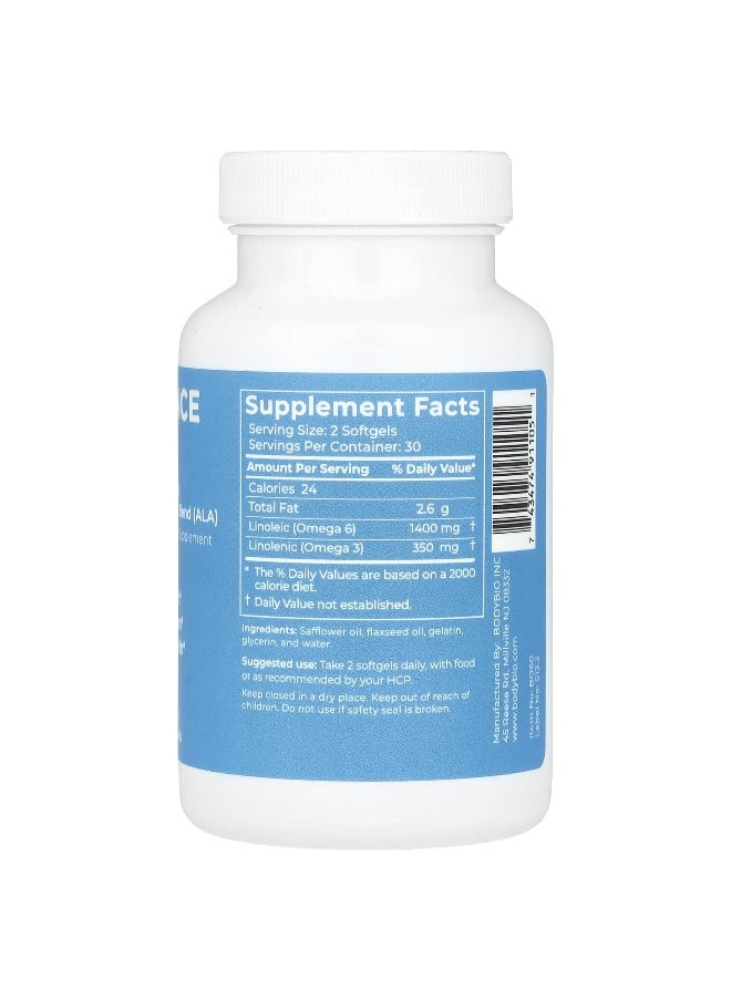 BodyBio, Balance Oil, Linoleic Acid (LA) & Linolenic Acid Blend (ALA), 60 Non-GMO Softgels