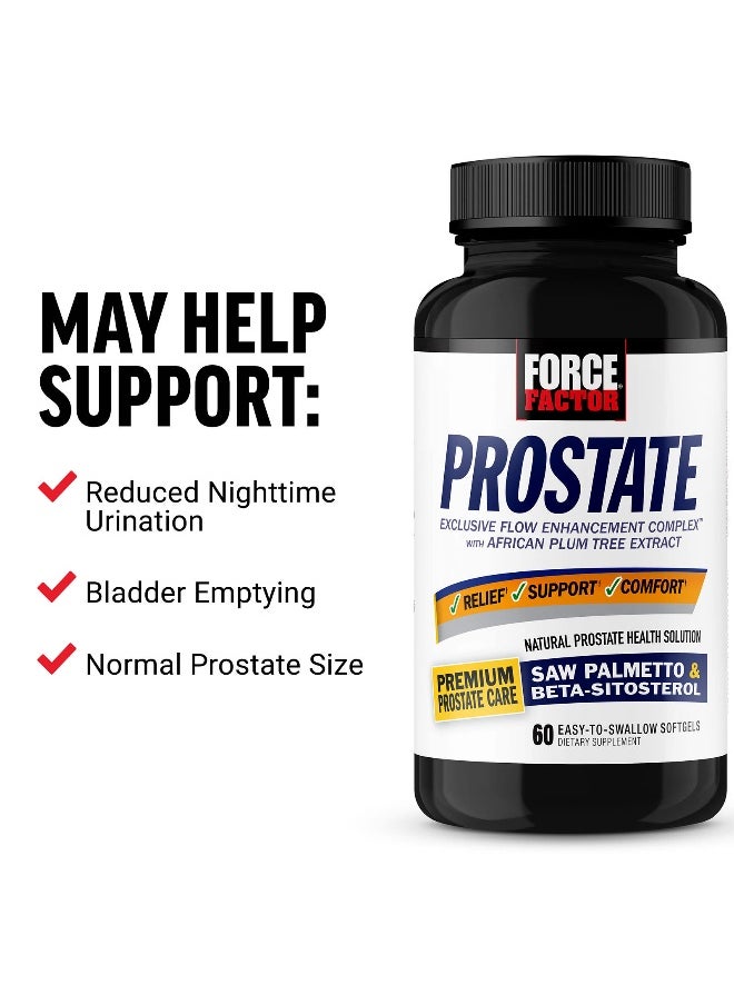 Force Factor, Prostate, Natural Prostate Health Solution, 60 Easy-To-Swallow Softgels