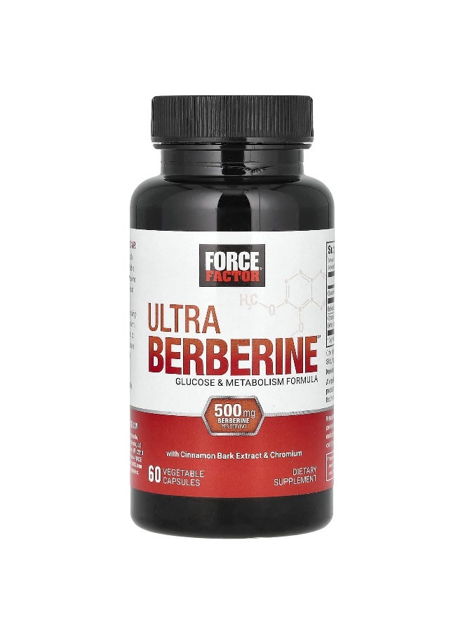 Force Factor, Ultra Berberine, Glucose & Metabolism Formula, 500 mg, 60 Vegetable Capsules (250 mg Per Capsule)