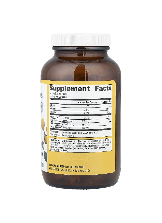 Metagenics, OmegaGenics®, Fish Oil EPA-DHA, Natural Lemon-Lime, 720 mg, 120 Softgels
