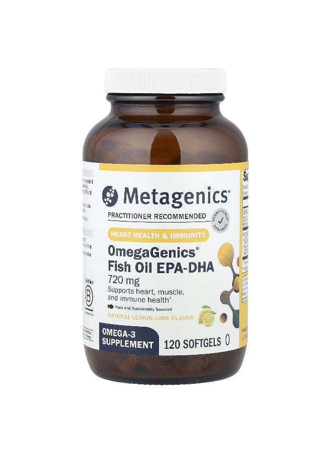 Metagenics, OmegaGenics®, Fish Oil EPA-DHA, Natural Lemon-Lime, 720 mg, 120 Softgels