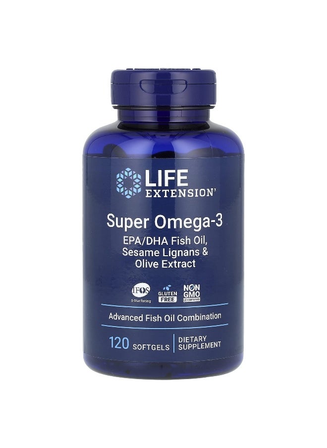 Life Extension, Super Omega-3, EPA/DHA Fish Oil, Sesame Lignans & Olive Extract, 120 Softgels