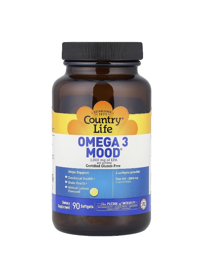 Country Life, Omega 3 Mood®, Natural Lemon, 90 Softgels